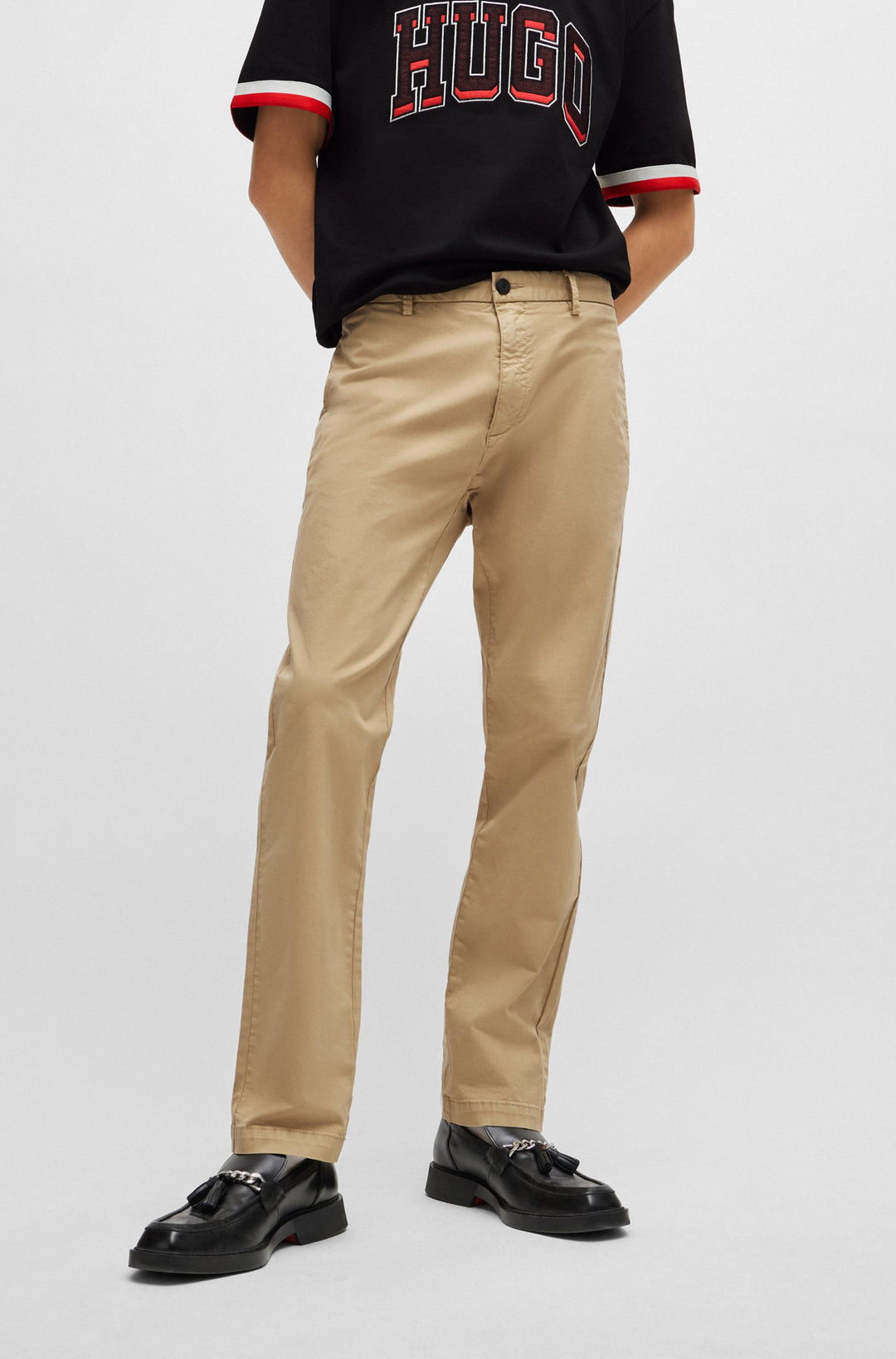 HUGO RED Slim Fit Trousers in Cotton Mix - DAVID222D 10225025 01-50468314- Concorde Fashion#color_beige-264