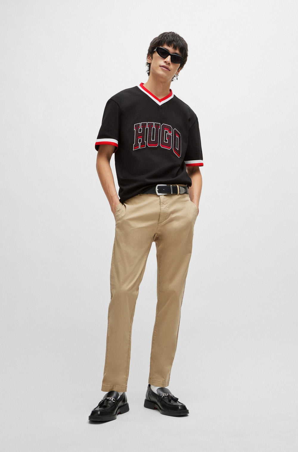 HUGO RED Slim Fit Trousers in Cotton Mix - DAVID222D 10225025 01-50468314- Concorde Fashion#color_beige-264