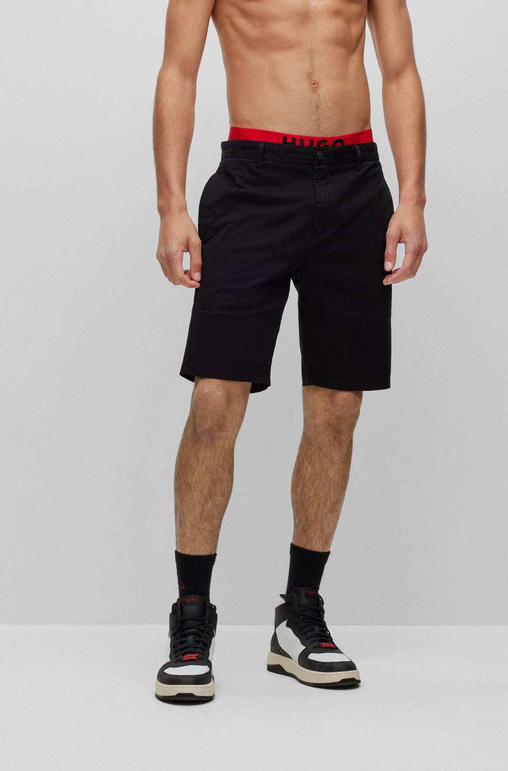 HUGO Slim Fit Trousers in Cotton Mix - DAVID222SD 10225025 01-50471182- Concorde Fashion#color_black-001