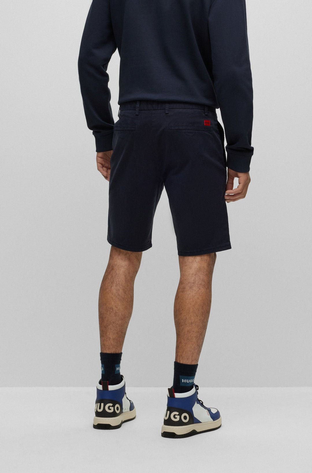 HUGO Slim Fit Trousers in Cotton Mix - DAVID222SD 10225025 01-50471182- Concorde Fashion#color_navy-405