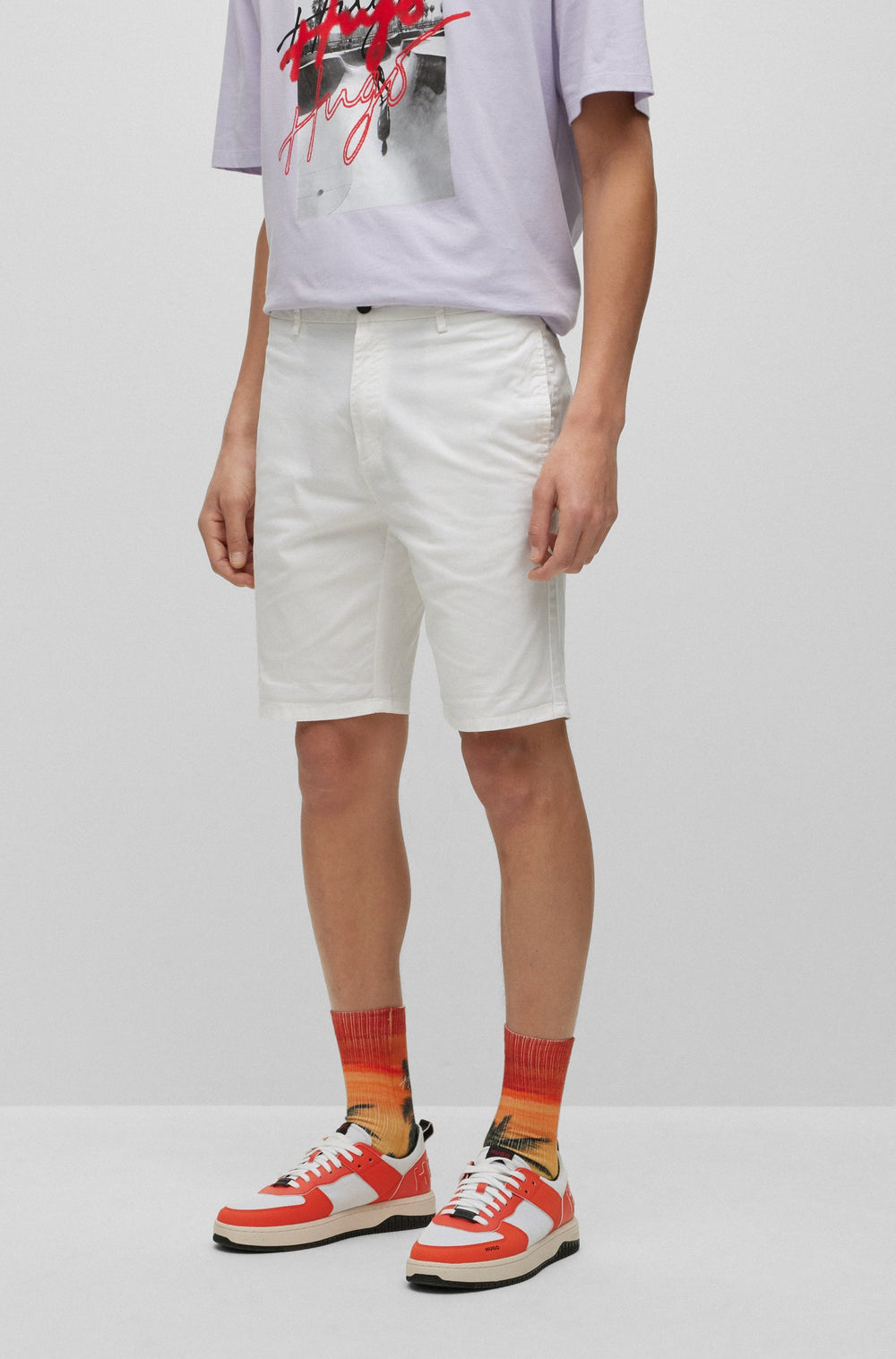 HUGO Slim Fit Trousers in Cotton Mix - DAVID222SD 10225025 01-50471182- Concorde Fashion#color_white-100