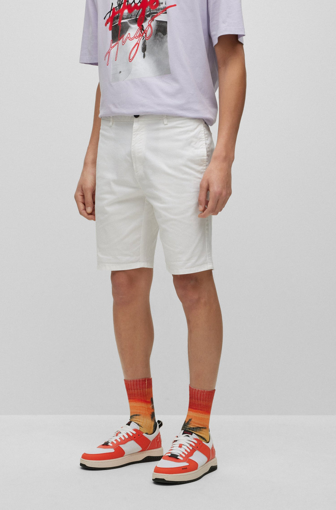 HUGO Slim Fit Trousers in Cotton Mix - DAVID222SD 10225025 01-50471182- Concorde Fashion#color_white-100