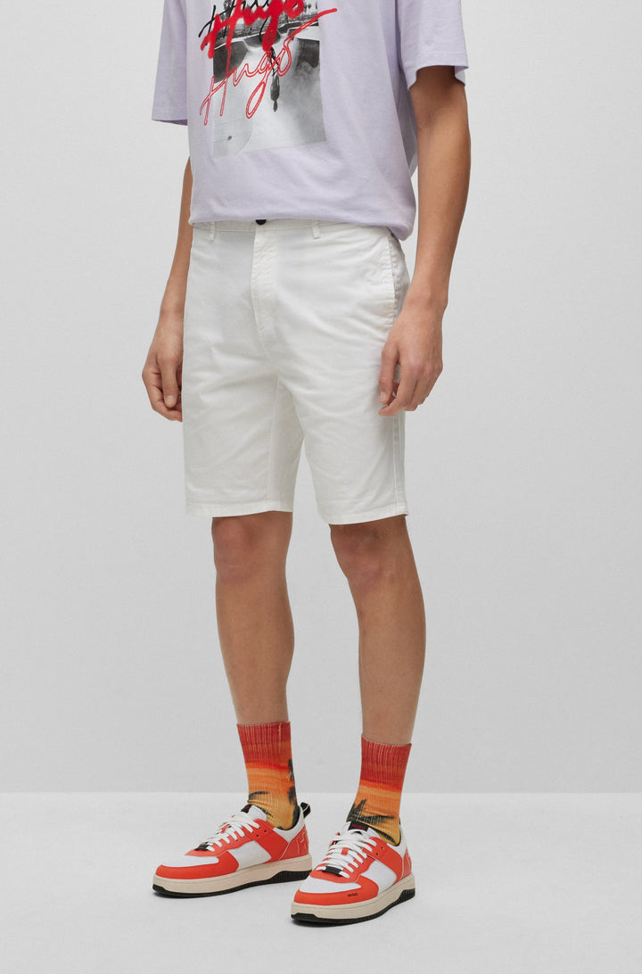HUGO Slim Fit Trousers in Cotton Mix - DAVID222SD 10225025 01-50471182- Concorde Fashion#color_white-100