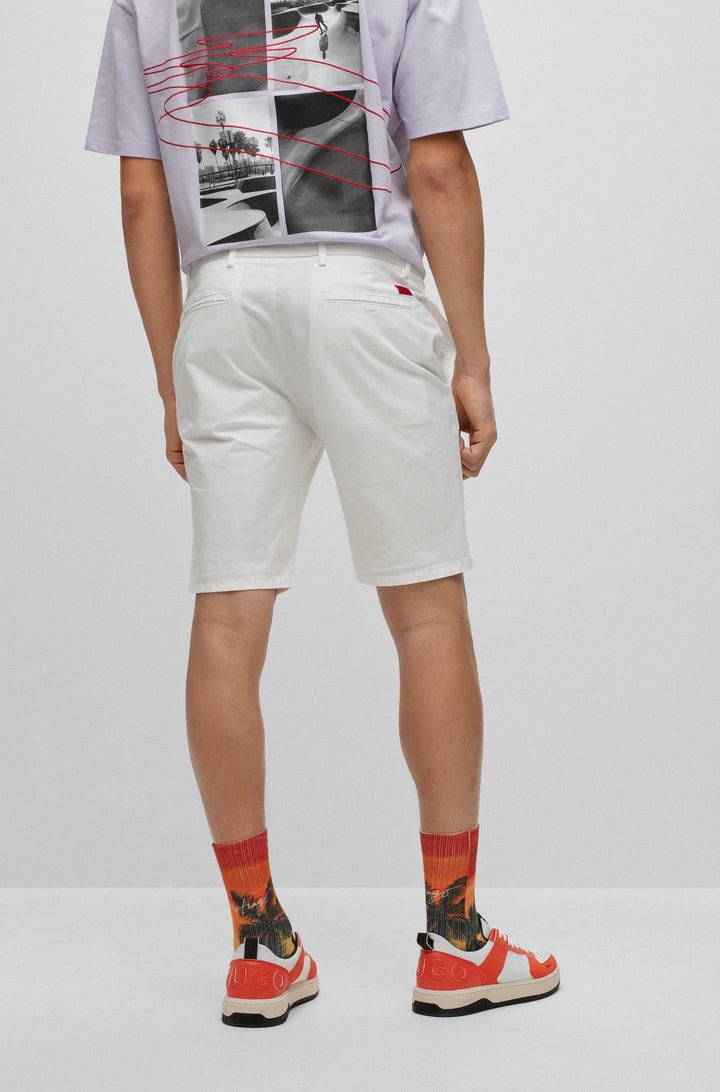 HUGO Slim Fit Trousers in Cotton Mix - DAVID222SD 10225025 01-50471182- Concorde Fashion#color_white-100