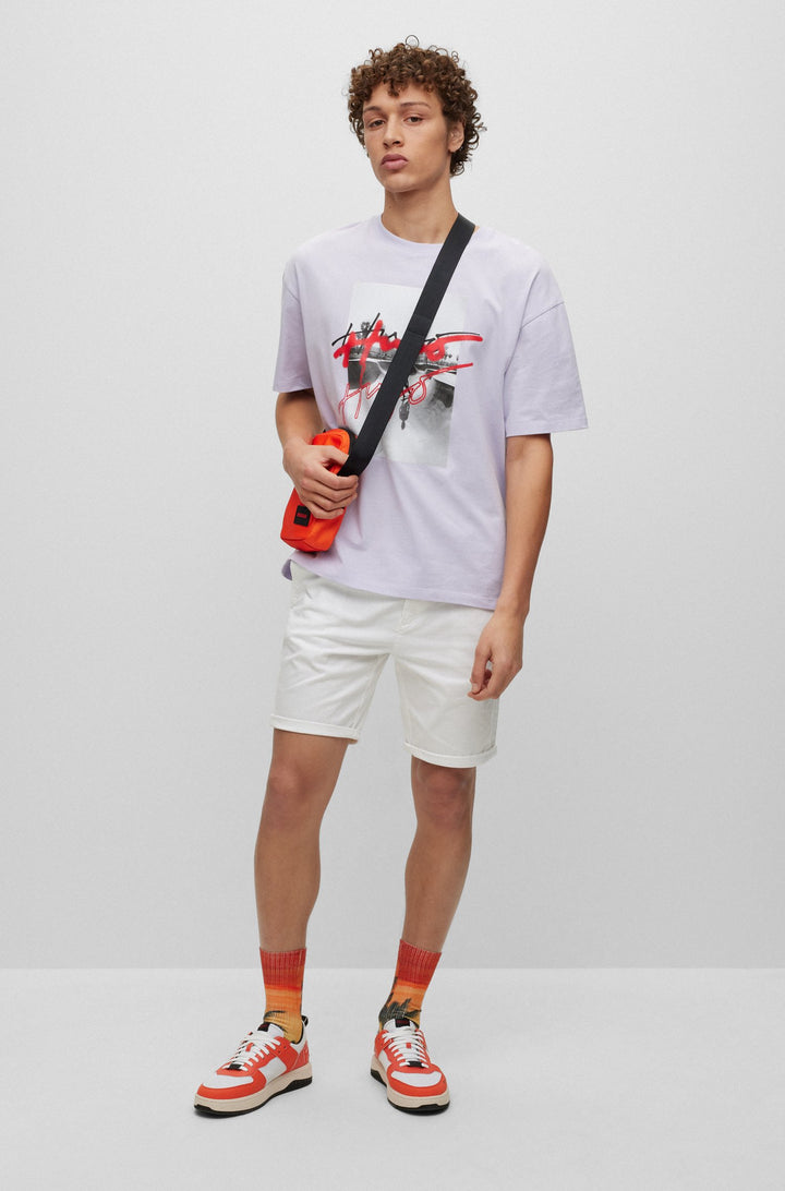 HUGO Slim Fit Trousers in Cotton Mix - DAVID222SD 10225025 01-50471182- Concorde Fashion#color_white-100