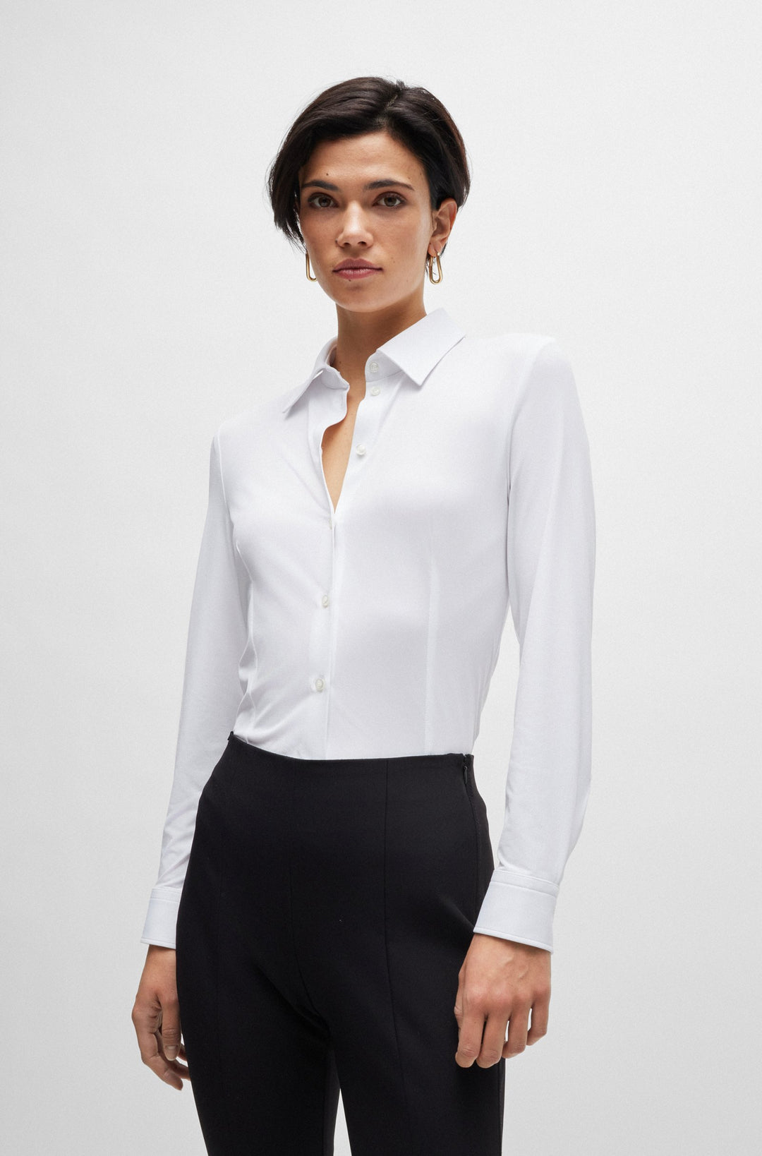 BOSS Extra-Slim Fit Blouses in Nylon - BOANNA 10225157 01-50518181- Concorde Fashion#color_white-100