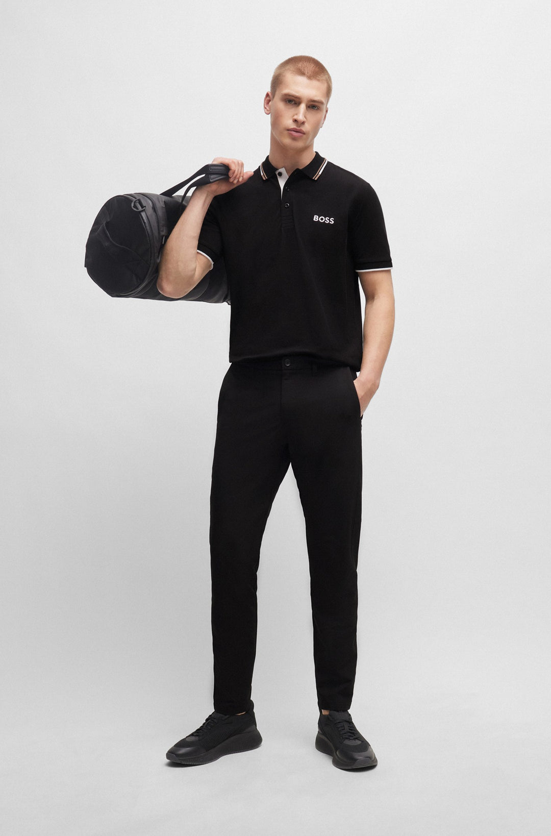 BOSS Regular Fit Polos in cotton mix - PADDY PRO 10226584 01-50469102- Concorde Fashion#color_black-002