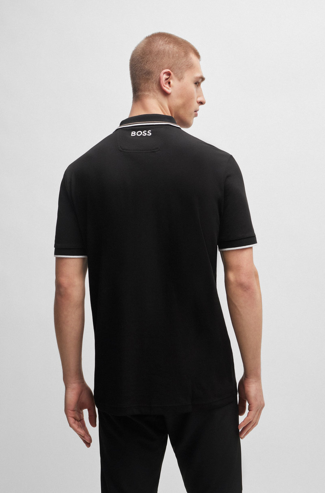BOSS Regular Fit Polos in cotton mix - PADDY PRO 10226584 01-50469102- Concorde Fashion#color_black-002