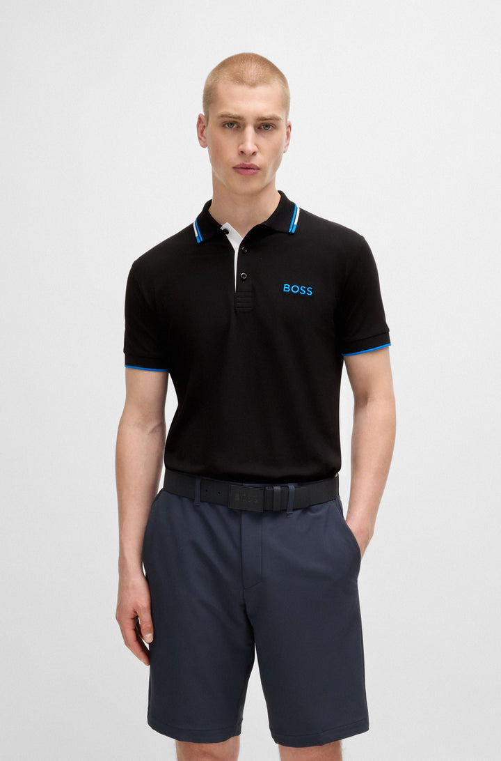 BOSS Regular Fit Polos in cotton mix - PADDY PRO 10226584 01-50469102- Concorde Fashion#color_black-006