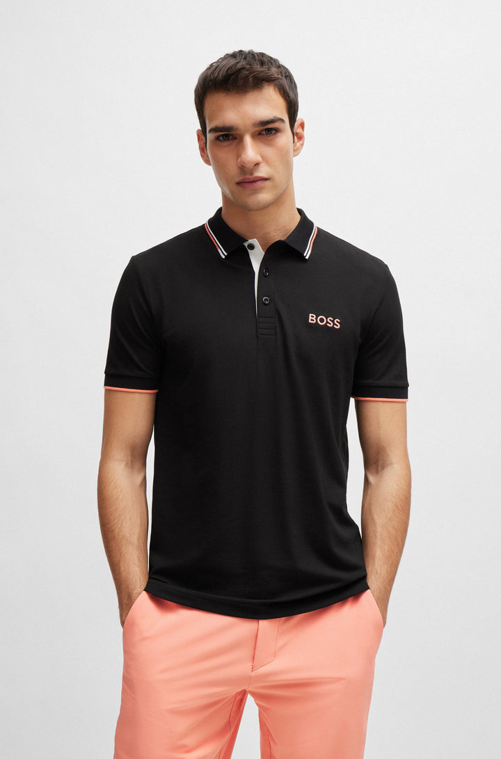 BOSS Regular Fit Polos in cotton mix - PADDY PRO 10226584 01-50469102- Concorde Fashion#color_charcoal-013
