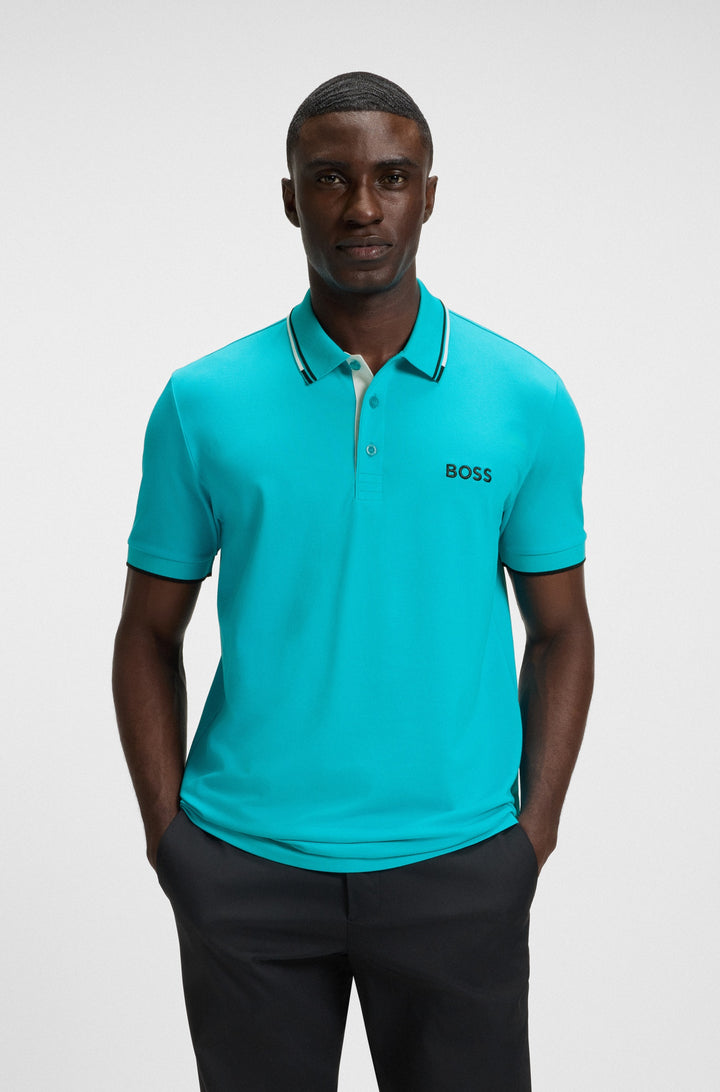 BOSS Regular Fit Polos in cotton mix - PADDY PRO 10226584 01-50469102- Concorde Fashion#color_blue-450