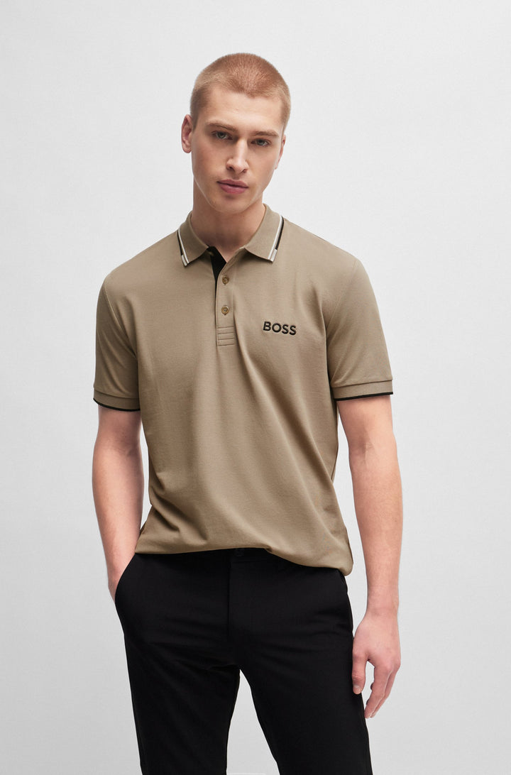 BOSS Regular Fit Polos in cotton mix - PADDY PRO 10226584 01-50469102- Concorde Fashion#color_green-334