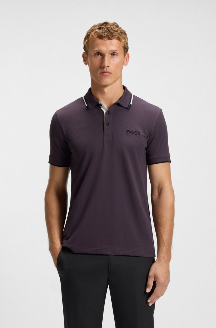 BOSS Regular Fit Polos in cotton mix - PADDY PRO 10226584 01-50469102- Concorde Fashion#color_purple-517