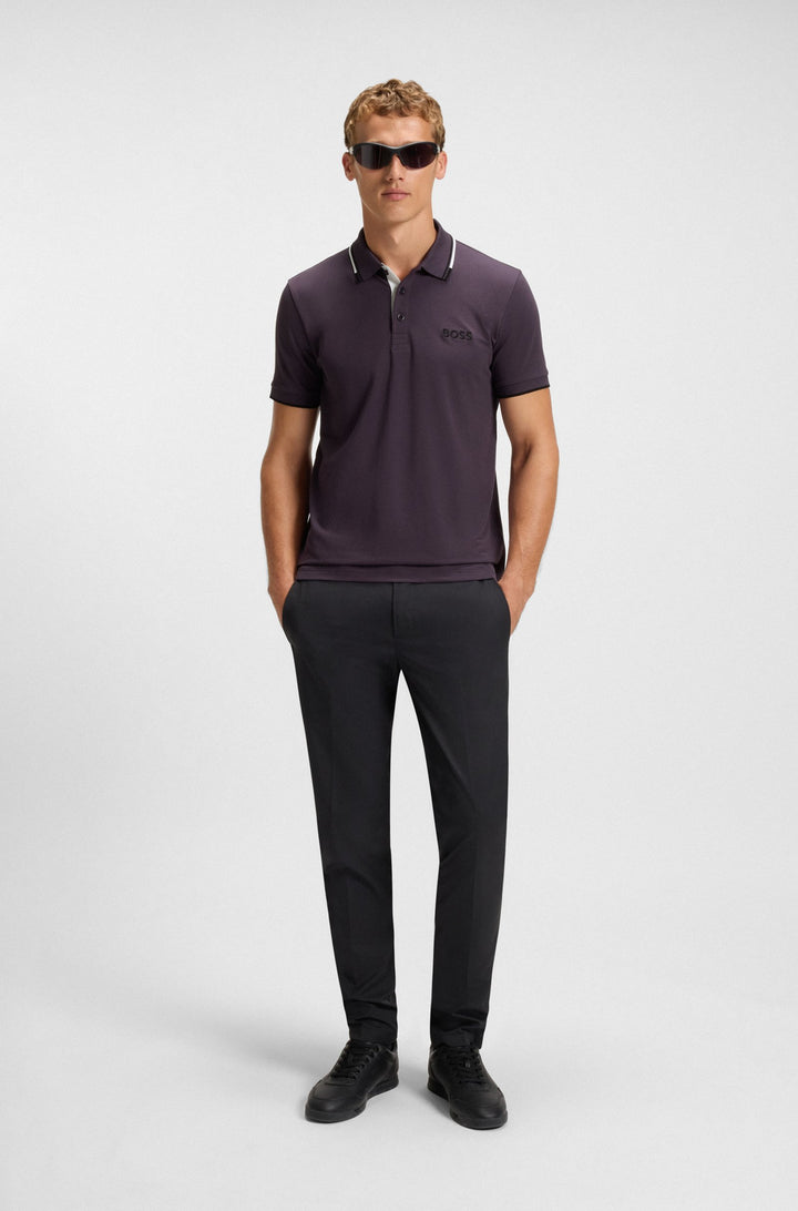 BOSS Regular Fit Polos in cotton mix - PADDY PRO 10226584 01-50469102- Concorde Fashion#color_purple-517