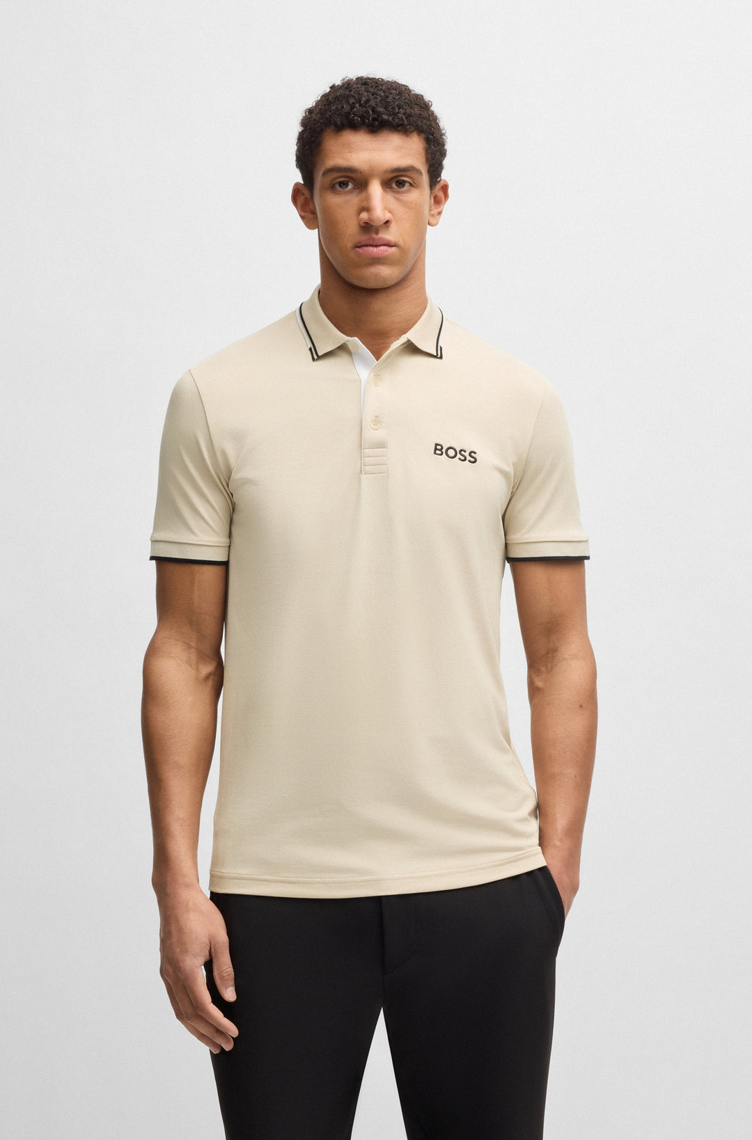 BOSS Regular Fit Polos in cotton mix - PADDY PRO 10226584 01-50469102- Concorde Fashion#color_beige-284