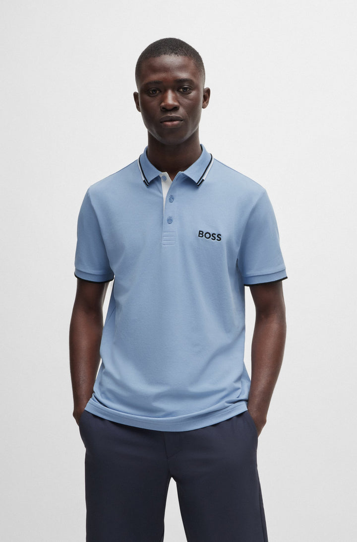 BOSS Regular Fit Polos in cotton mix - PADDY PRO 10226584 01-50469102- Concorde Fashion#color_blue-498