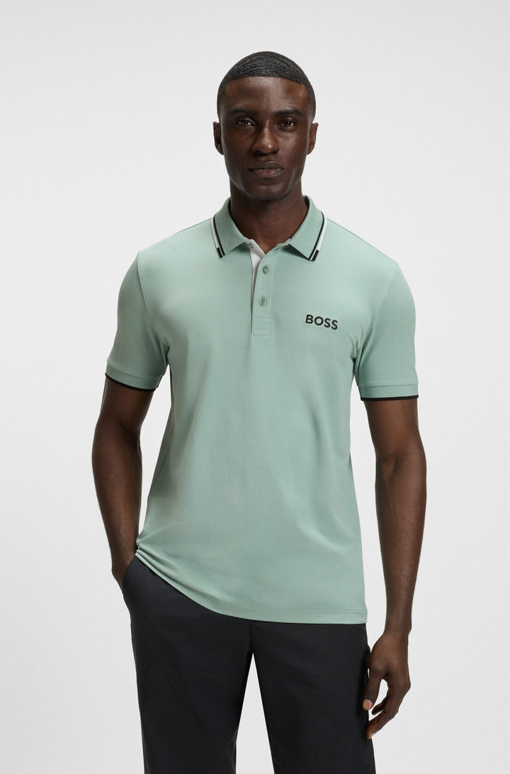 BOSS Regular Fit Polos in cotton mix - PADDY PRO 10226584 01-50469102- Concorde Fashion#color_green-357