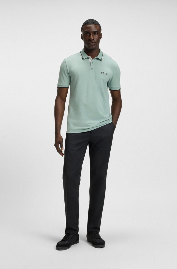 BOSS Regular Fit Polos in cotton mix - PADDY PRO 10226584 01-50469102- Concorde Fashion#color_green-357