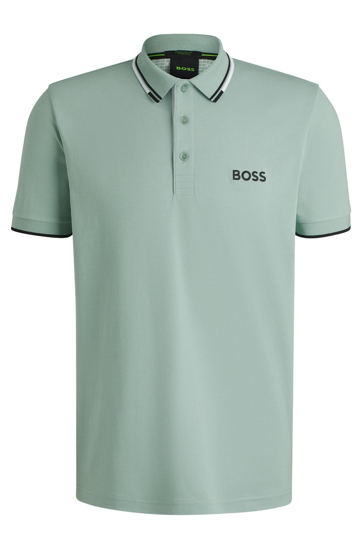 BOSS Regular Fit Polos in cotton mix - PADDY PRO 10226584 01-50469102- Concorde Fashion#color_green-357