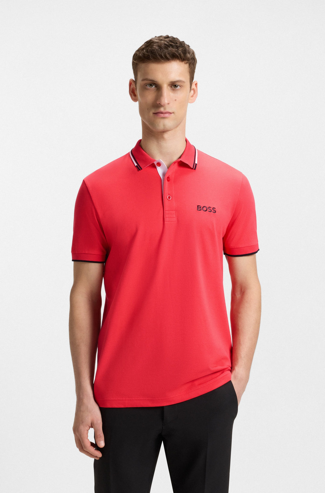BOSS Regular Fit Polos in cotton mix - PADDY PRO 10226584 01-50469102- Concorde Fashion#color_Red-641