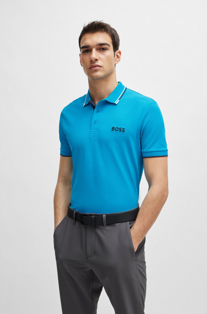 BOSS Regular Fit Polos in cotton mix - PADDY PRO 10226584 01-50469102- Concorde Fashion#color_blue-442
