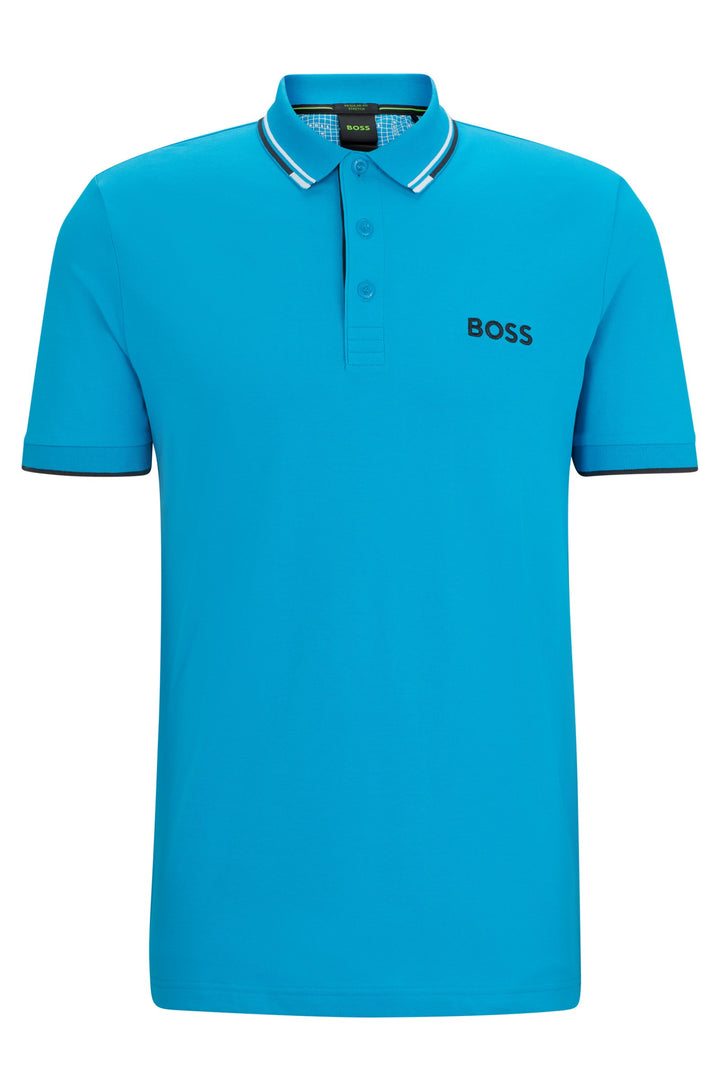 BOSS Regular Fit Polos in cotton mix - PADDY PRO 10226584 01-50469102- Concorde Fashion#color_blue-442