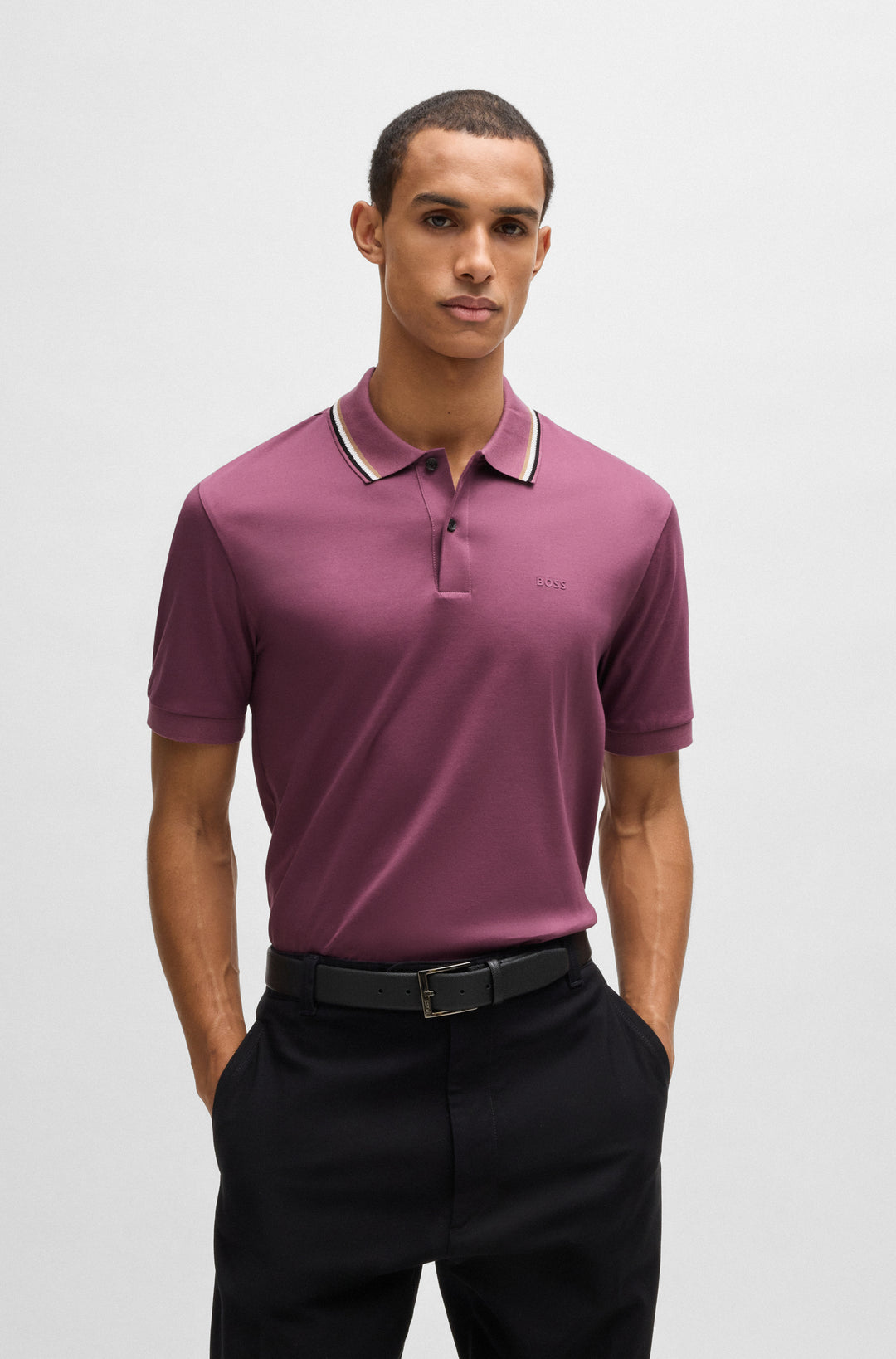 BOSS Polos Slim Fit in Cotton - PENROSE 38 10228475 01-50469360- Concorde Fashion#color_purple-524