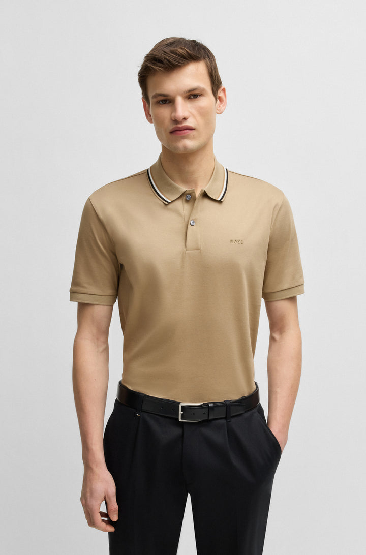 BOSS Polos Slim Fit in Cotton - PENROSE 38 10228475 01-50469360- Concorde Fashion#color_beige-275