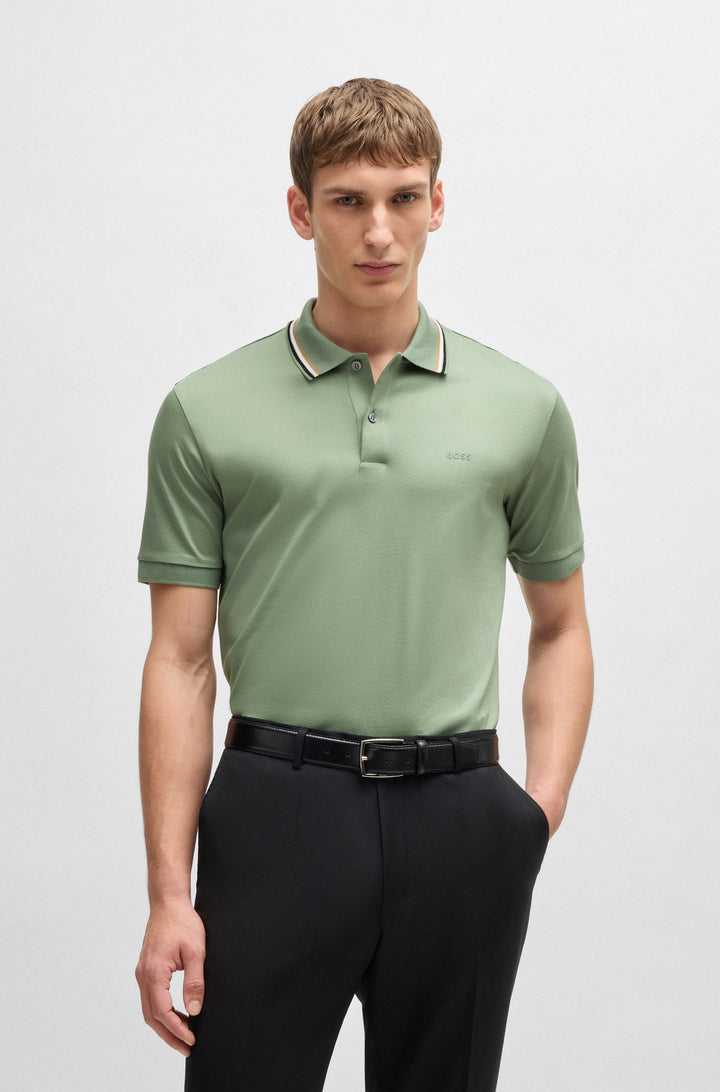 BOSS Polos Slim Fit in Cotton - PENROSE 38 10228475 01-50469360- Concorde Fashion#color_green-330
