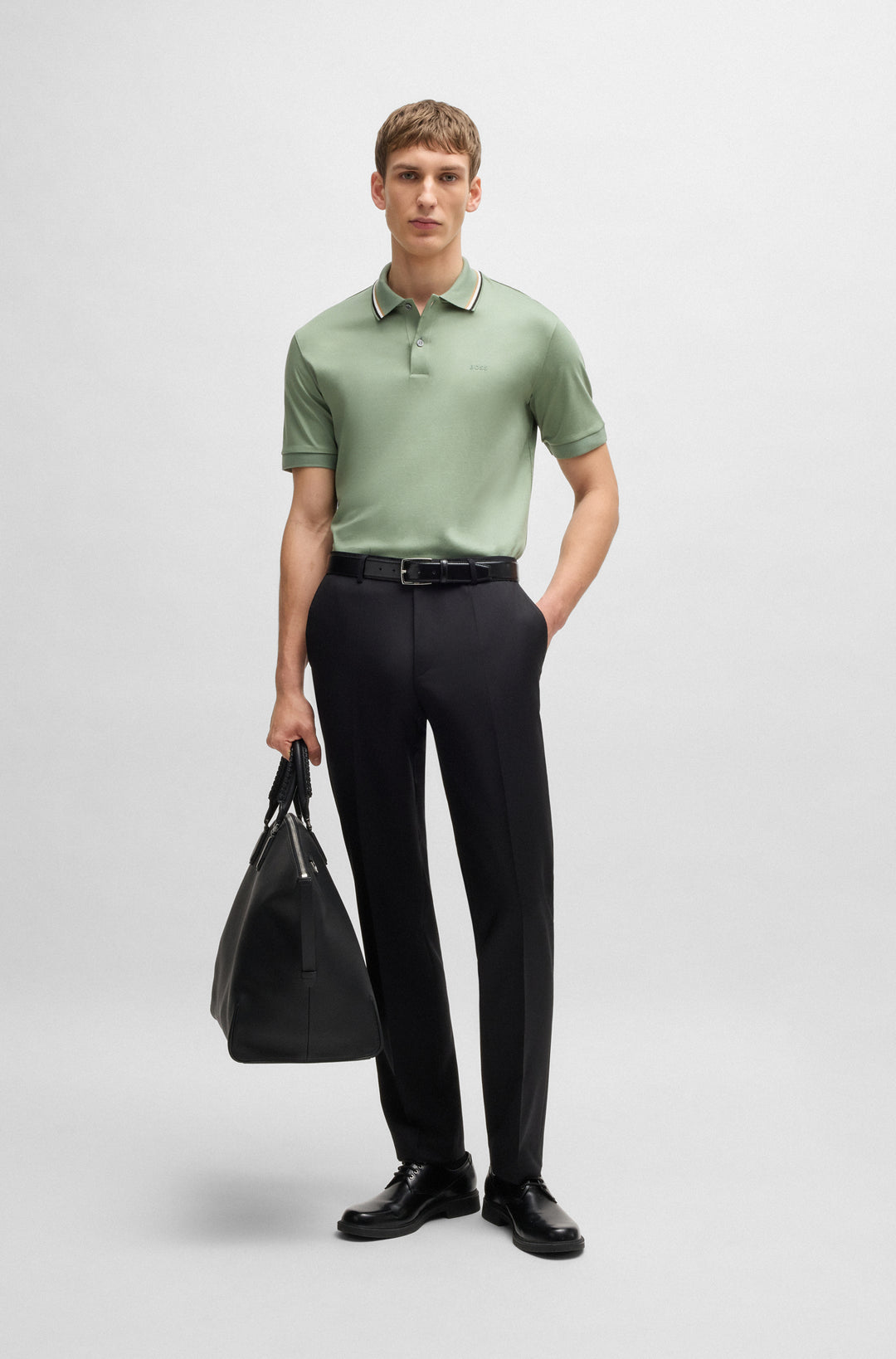 BOSS Polos Slim Fit in Cotton - PENROSE 38 10228475 01-50469360- Concorde Fashion#color_green-330