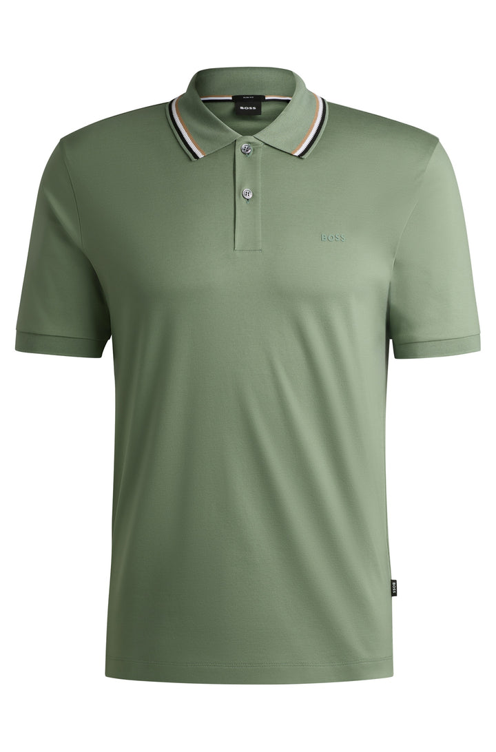 BOSS Polos Slim Fit in Cotton - PENROSE 38 10228475 01-50469360- Concorde Fashion#color_green-330