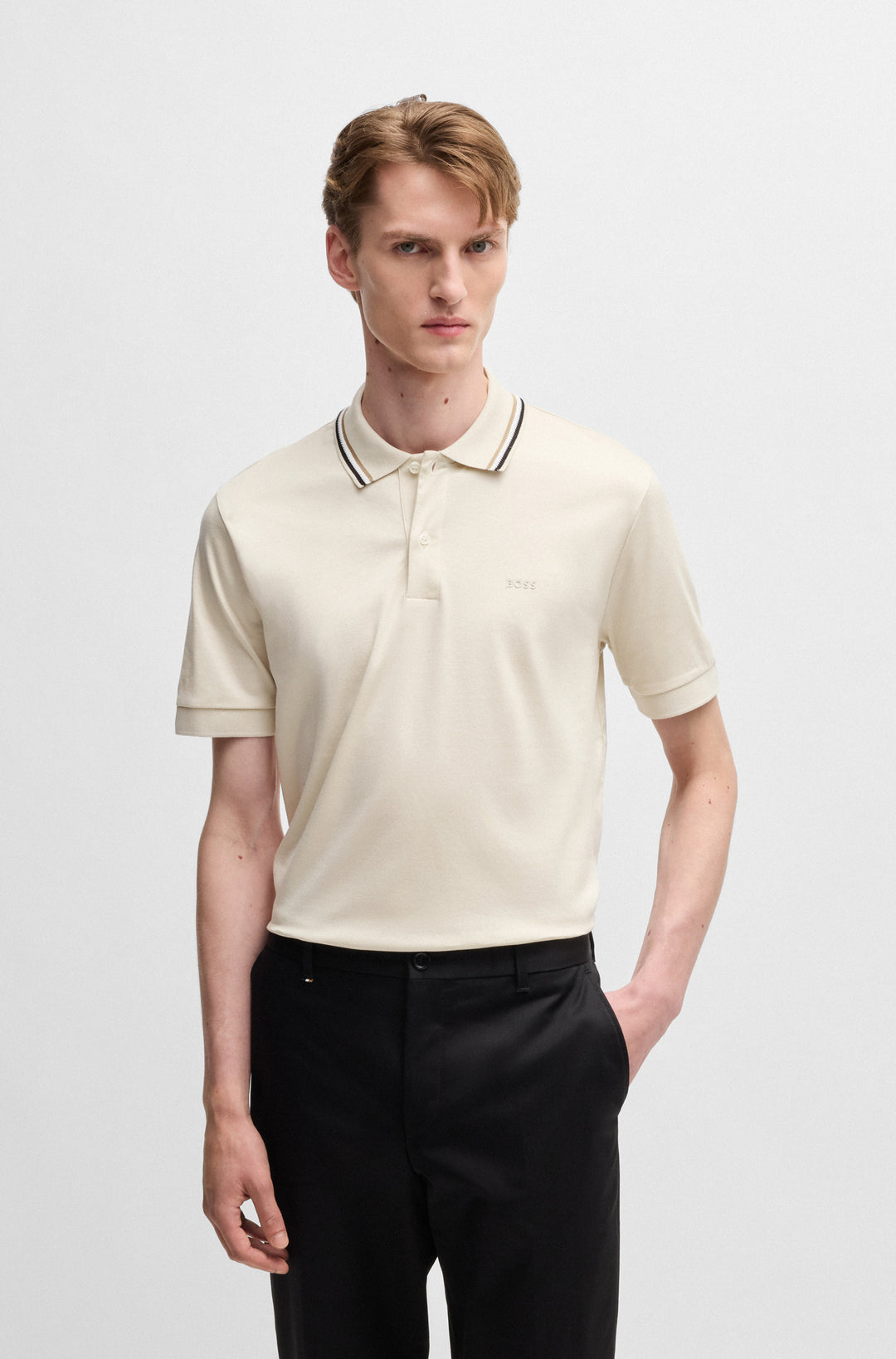 BOSS Polos Slim Fit in Cotton - PENROSE 38 10228475 01-50469360 - Concorde Fashion#color_white-131
