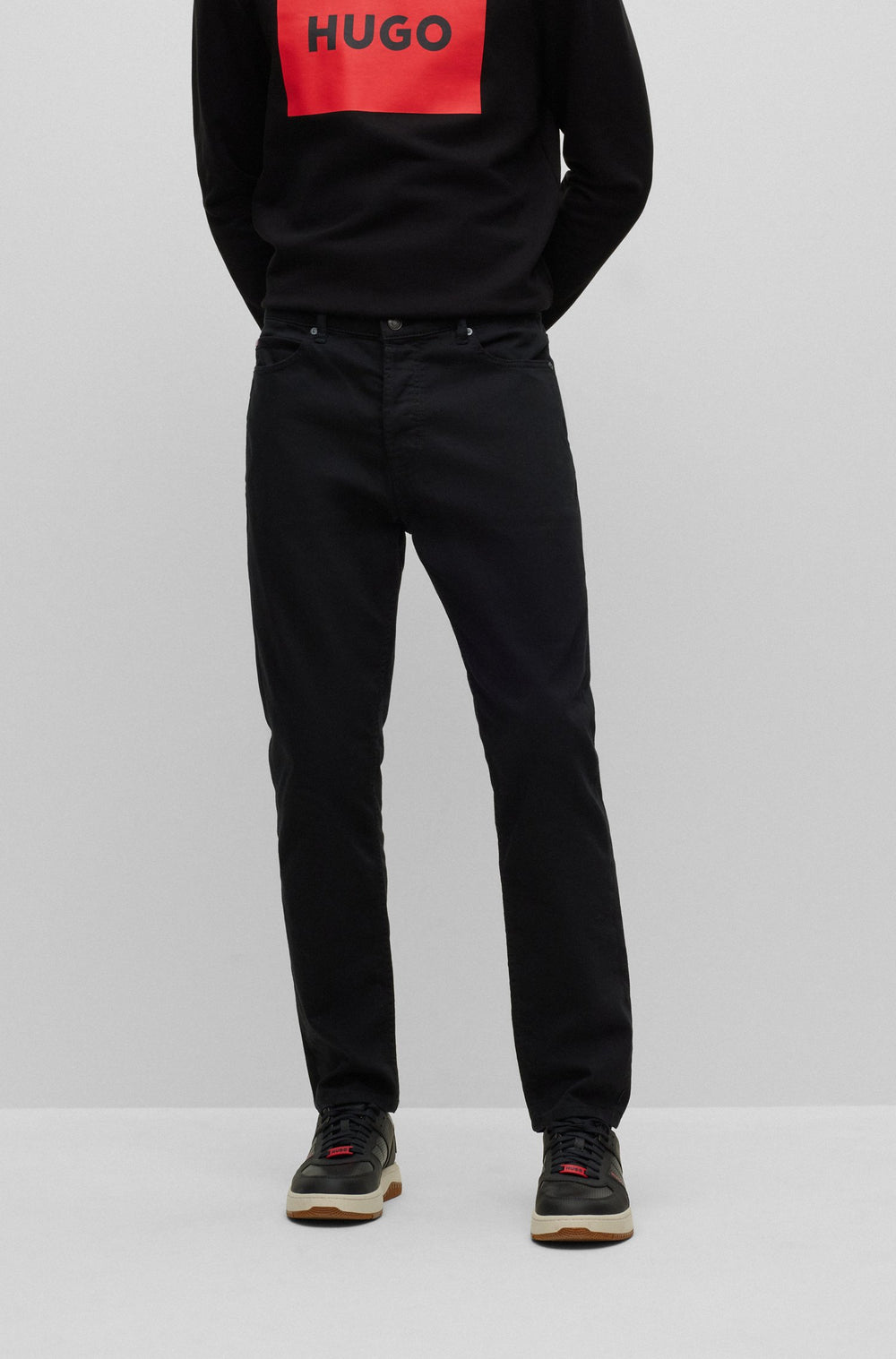 HUGO Tapered Fit Jeans in Cotton Mix - HUGO 634 10228823 01-50488853- Concorde Fashion#color_black-001