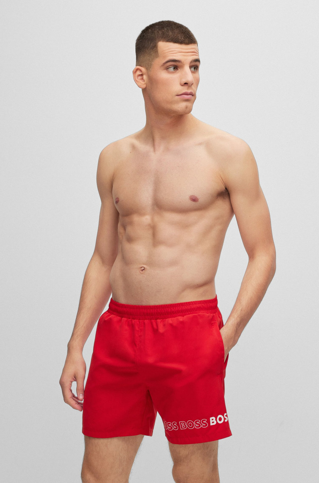 BOSS Regular Fit Shorts in Polyester - DOLPHIN 10229242 01-50469300- Concorde Fashion#color_red-629