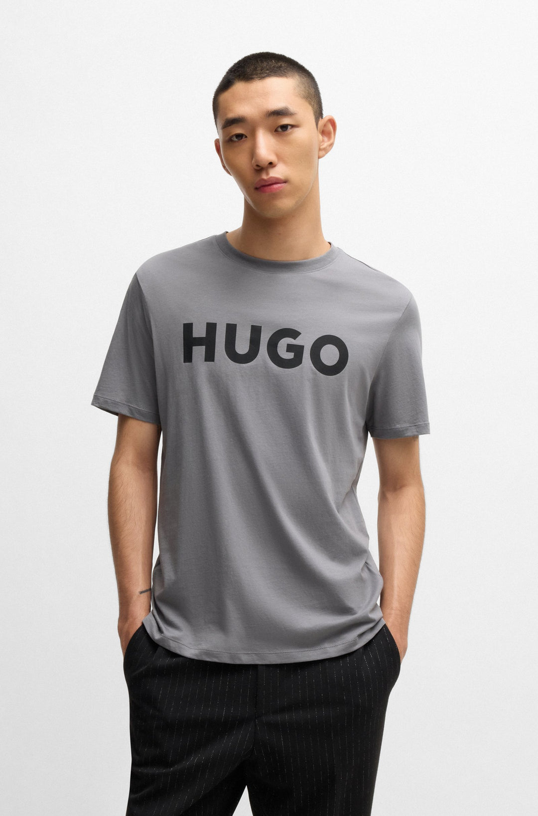 HUGO T-Shirts Regular Fit in Cotton - DULIVIO 10229761 01-50467556- Concorde Fashion#color_grey-034