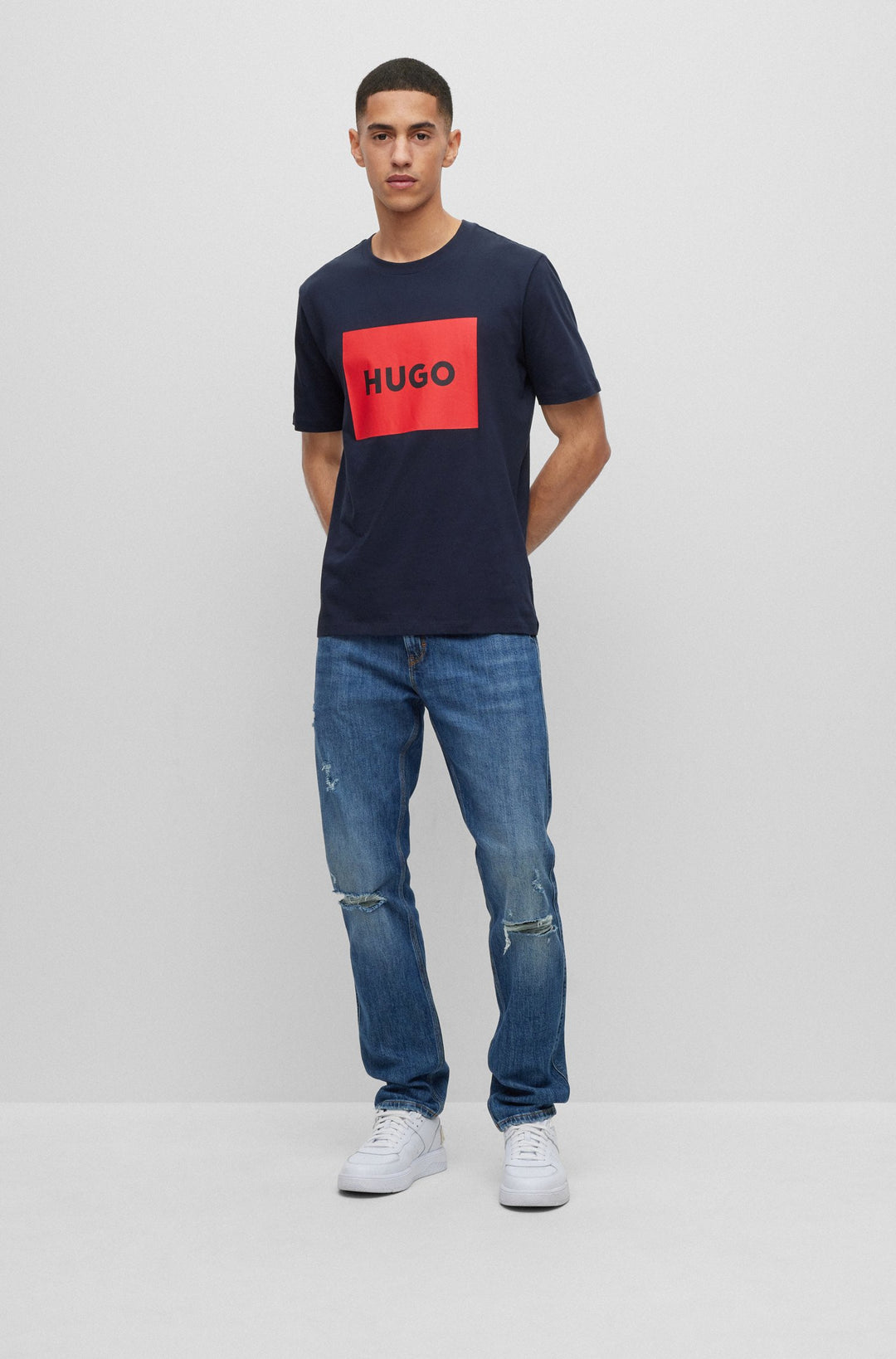 HUGO Regular Fit T-Shirts in Cotton - DULIVE222 10229761 01-50467952- Concorde Fashion#color_navy-405