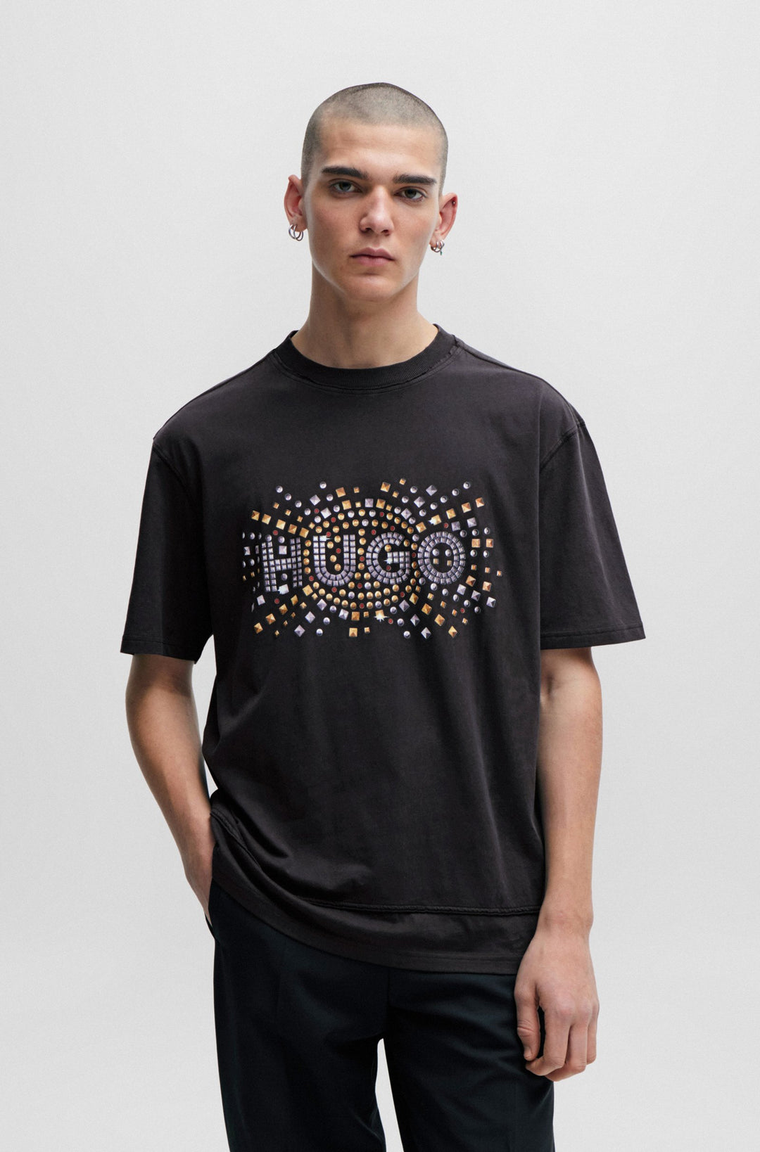 HUGO Relaxed Fit T-Shirts in Cotton - DUNIC 10229761 01-50504534- Concorde Fashion#color_black-001
