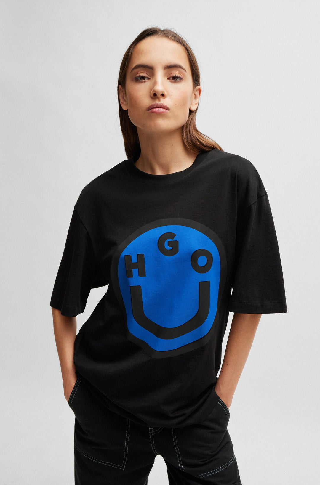 HUGO BLUE Regular Fit T-Shirts in Cotton - NIMPER 10229761 01-50513189- Concorde Fashion#color_black-001