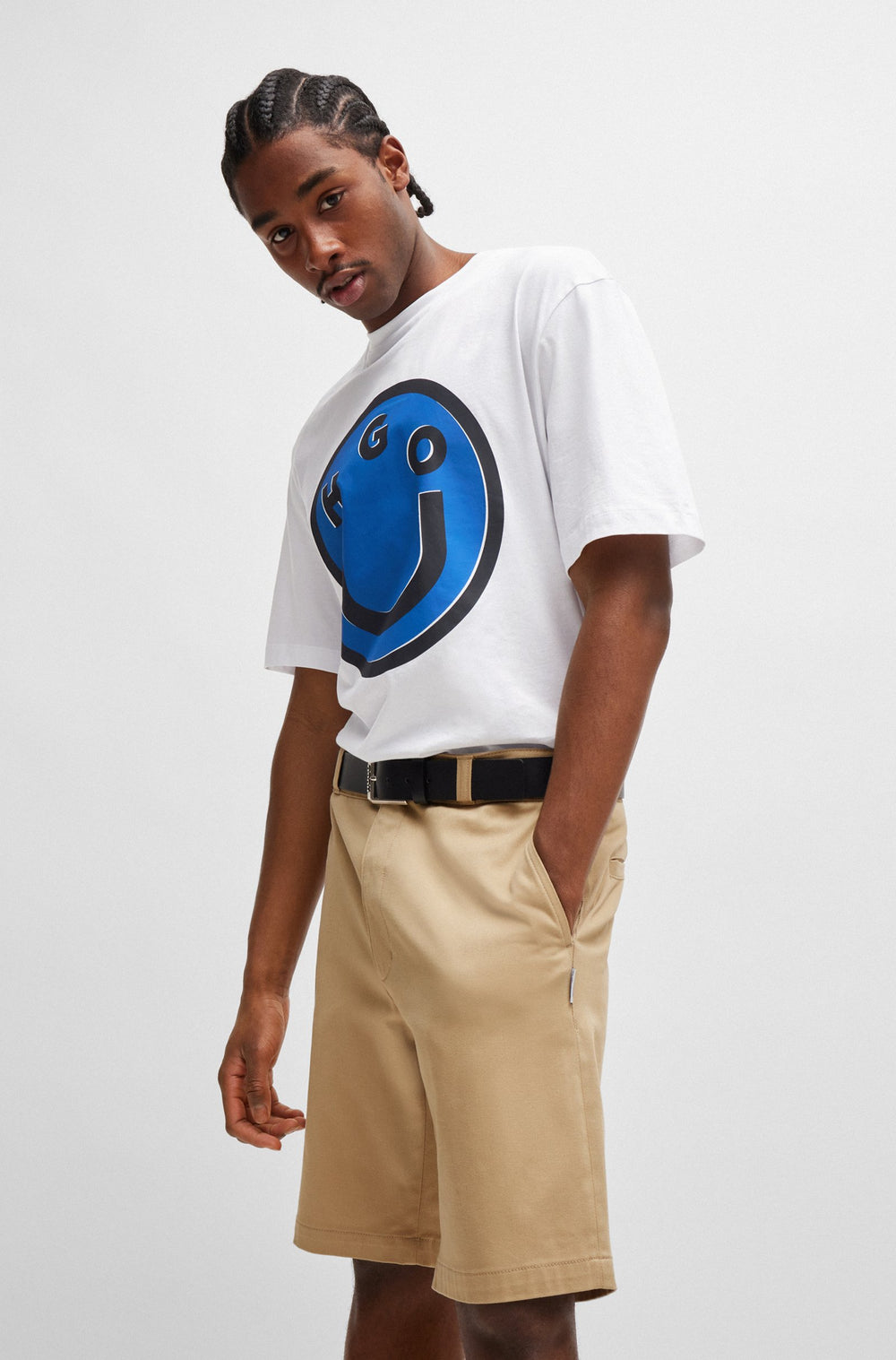 HUGO BLUE Regular Fit T-Shirts in Cotton - NIMPER 10229761 01-50513189- Concorde Fashion#color_white-100