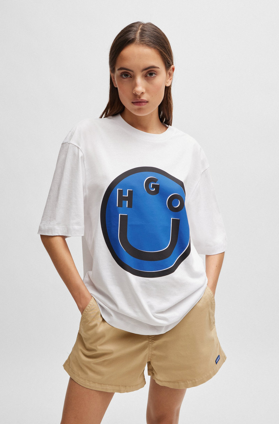 HUGO BLUE Regular Fit T-Shirts in Cotton - NIMPER 10229761 01-50513189- Concorde Fashion#color_white-100