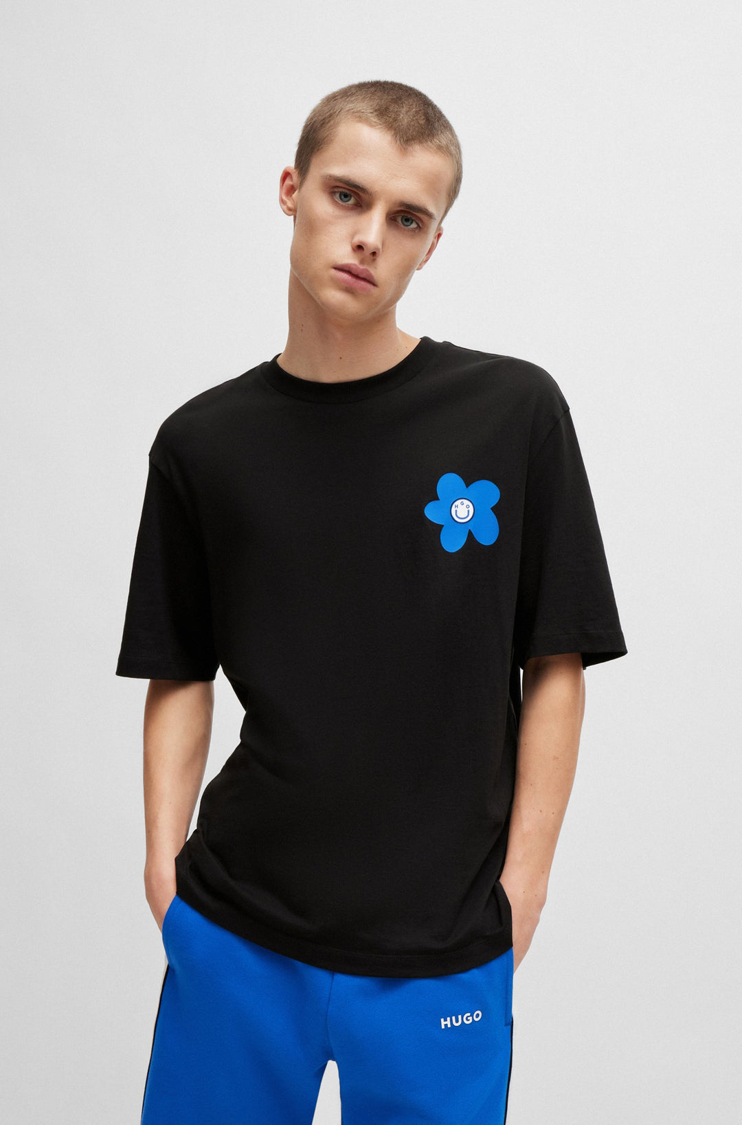 HUGO BLUE Regular Fit T-Shirts in Cotton - NORETTO 10229761 01-50513214- Concorde Fashion#color_black-001