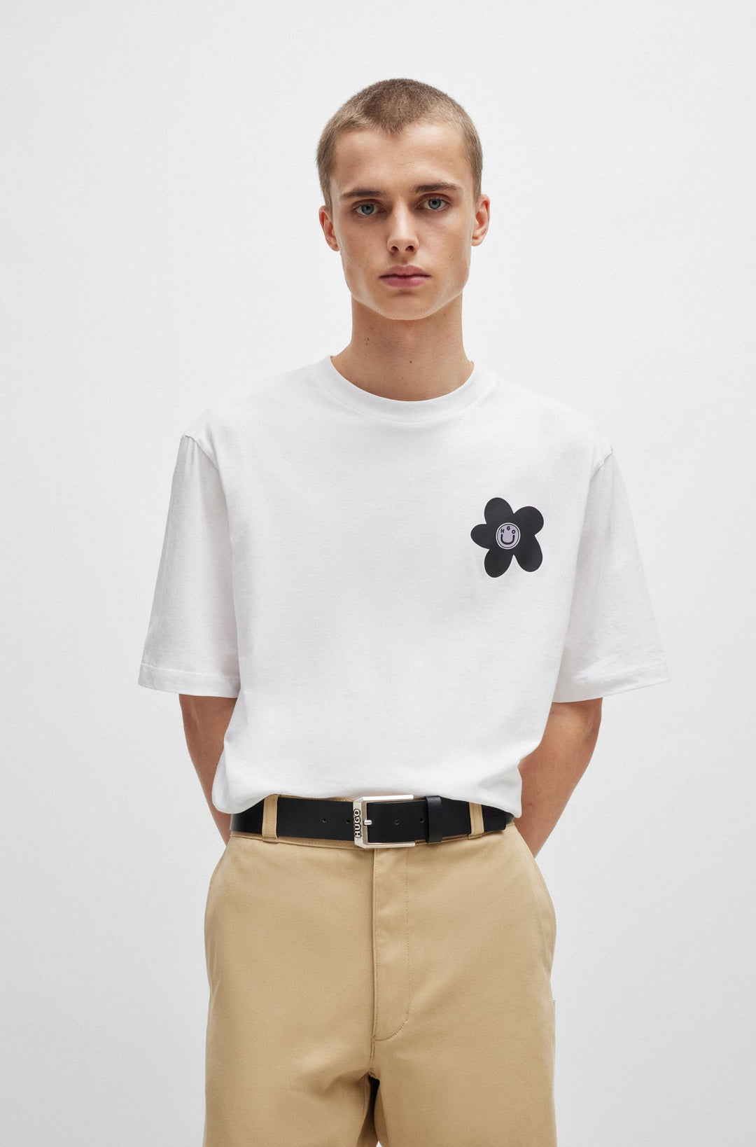 HUGO BLUE Regular Fit T-Shirts in Cotton - NORETTO 10229761 01-50513214- Concorde Fashion#color_white-100