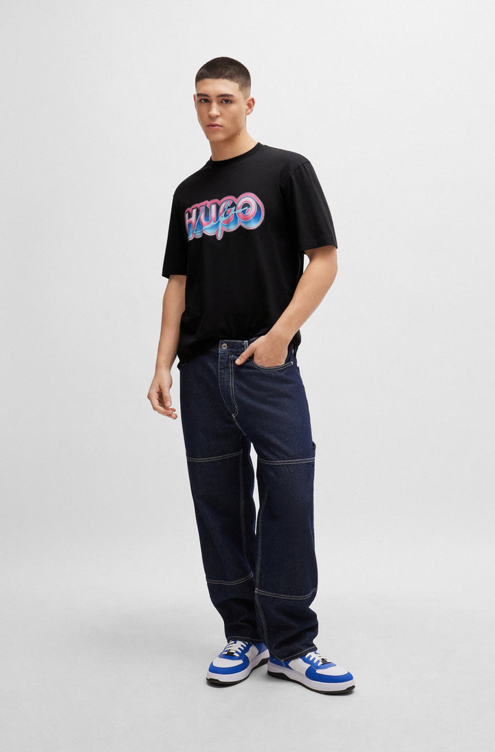 HUGO BLUE Regular Fit T-Shirts in Cotton - NILLUMI 10229761 01-50515278- Concorde Fashion#color_black-001