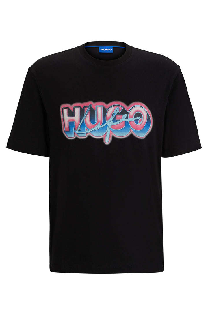 HUGO BLUE Regular Fit T-Shirts in Cotton - NILLUMI 10229761 01-50515278- Concorde Fashion#color_black-001