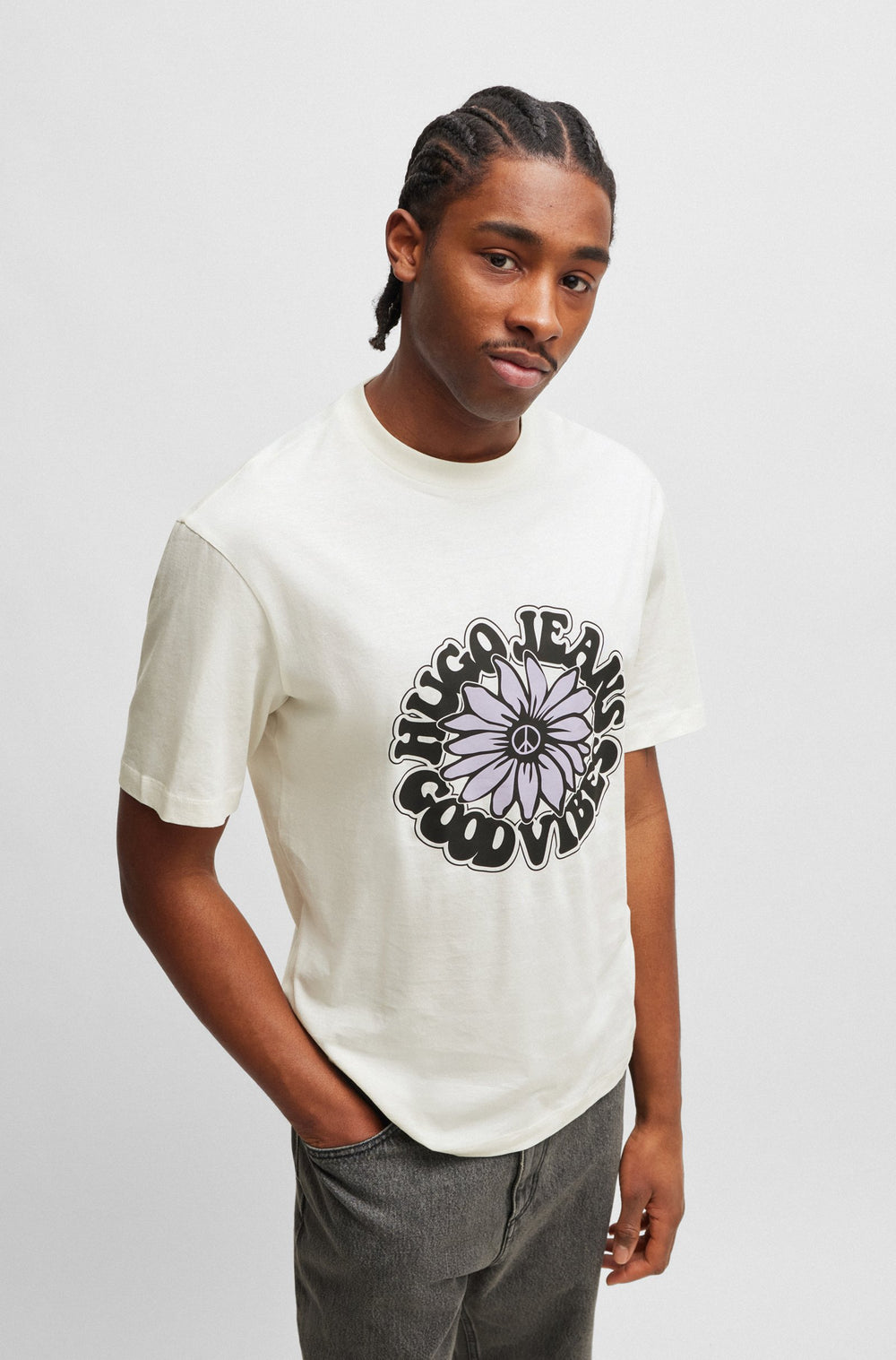 HUGO BLUE Regular Fit T-Shirts in Cotton - NUNE 10229761 01-50515317- Concorde Fashion#color_white-121