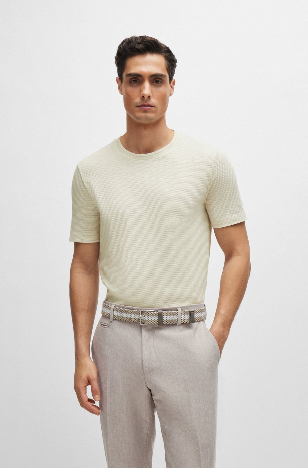 BOSS T-Shirts Regular Fit in Cotton Mix - TIBURT 240 10231018 01-50452680- Concorde Fashion#color_white-131