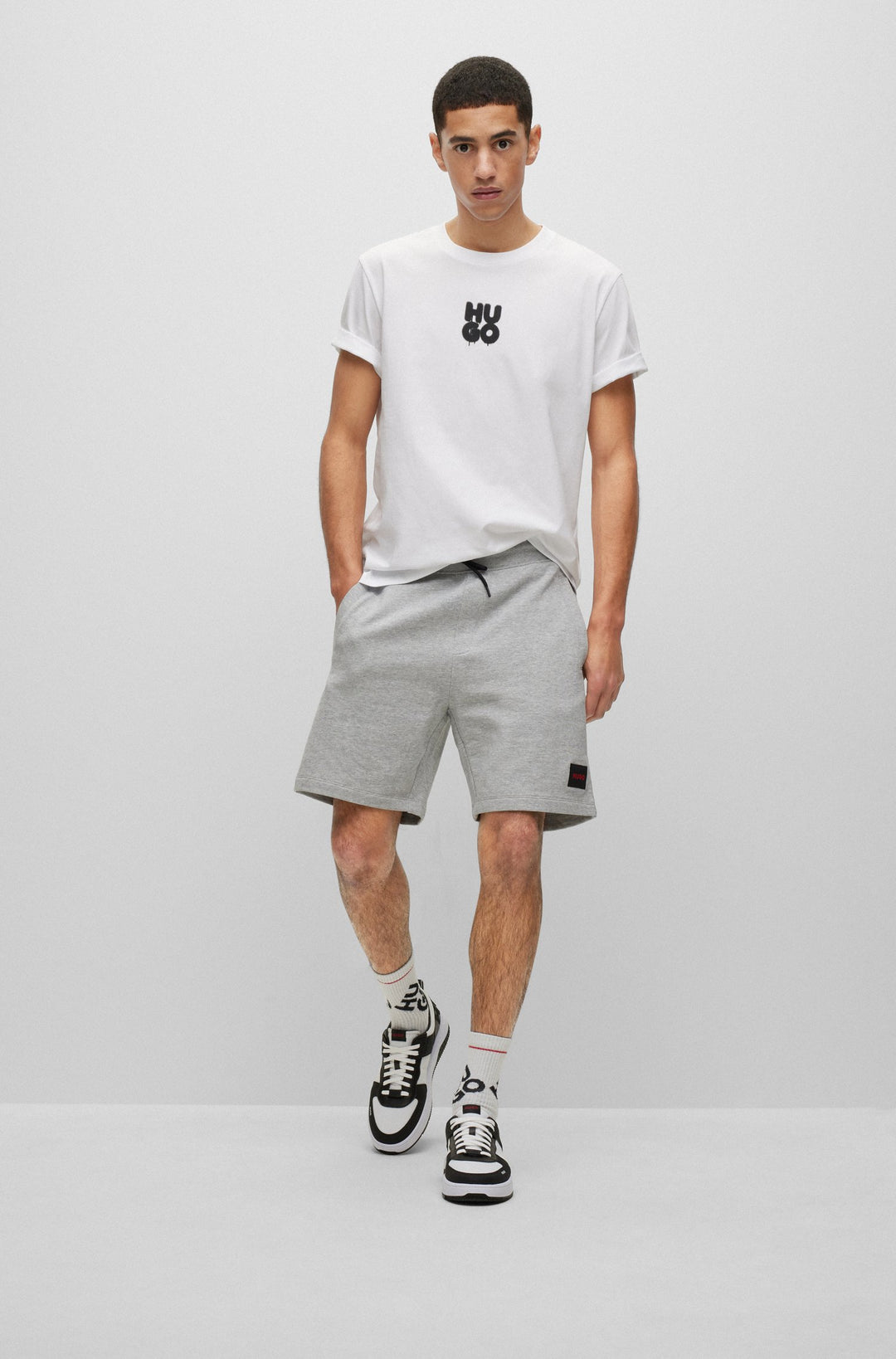 HUGO Regular Fit Shorts in cotton - DIZ222 10231445 01-50466196 - Concorde Fashion#color_grey-061