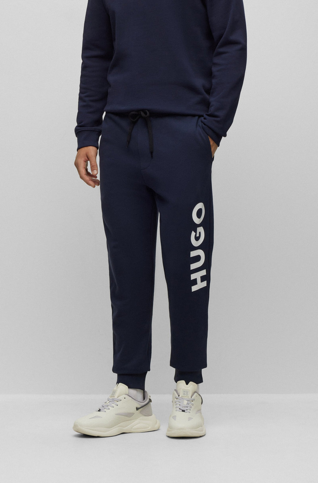 HUGO Jogging Pants Regular Fit in Cotton - DUTSCHI 10231445 01-50473211- Concorde Fashion#color_navy-405