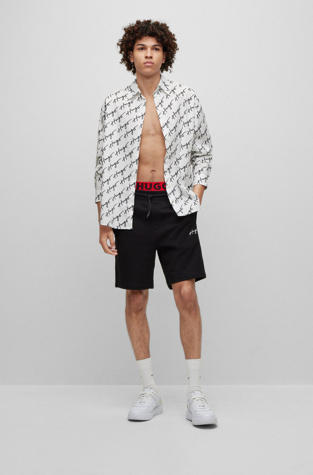 HUGO Relaxed Fit Shorts in Cotton - DAMPINAS 10231445 01-50486438- Concorde Fashion#color_black-001