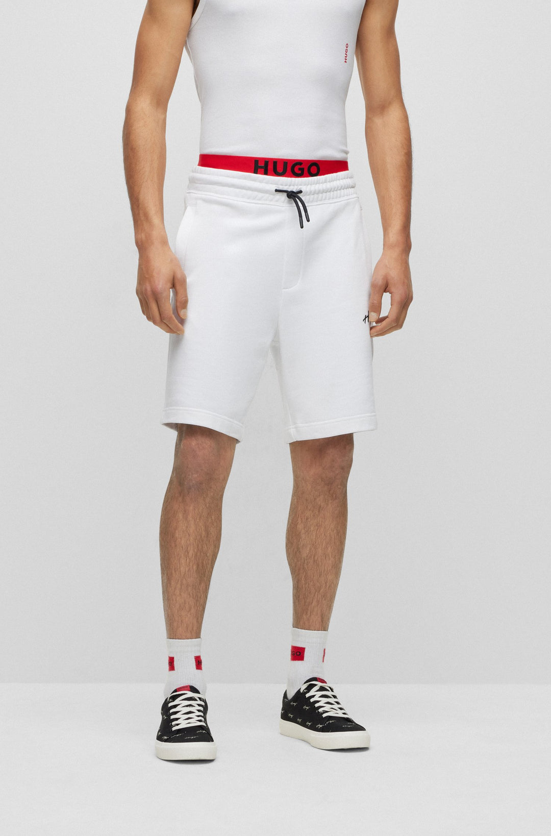 HUGO Relaxed Fit Shorts in Cotton - DAMPINAS 10231445 01-50486438- Concorde Fashion#color_white-100